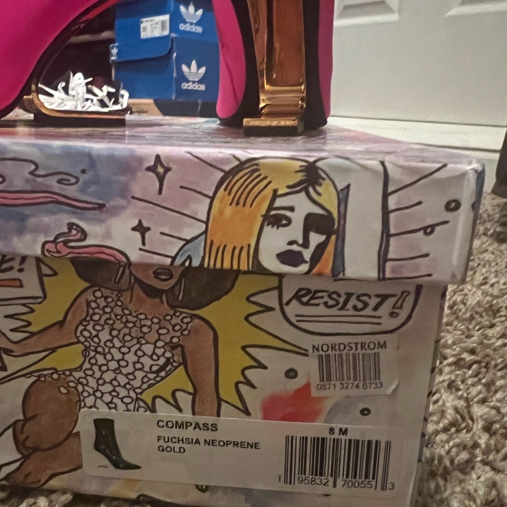 Jeffrey Campbell Fuchsia and gold booties